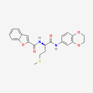 molecular formula C22H22N2O5S B11142618 N-[(2R)-1-(2,3-dihydro-1,4-benzodioxin-6-ylamino)-4-(methylsulfanyl)-1-oxobutan-2-yl]-1-benzofuran-2-carboxamide 