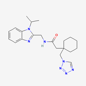 molecular formula C21H29N7O B11142648 N-[(1-isopropyl-1H-1,3-benzimidazol-2-yl)methyl]-2-[1-(1H-1,2,3,4-tetraazol-1-ylmethyl)cyclohexyl]acetamide 