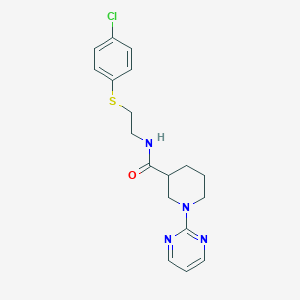 molecular formula C18H21ClN4OS B11142654 N-{2-[(4-chlorophenyl)sulfanyl]ethyl}-1-(2-pyrimidinyl)-3-piperidinecarboxamide 