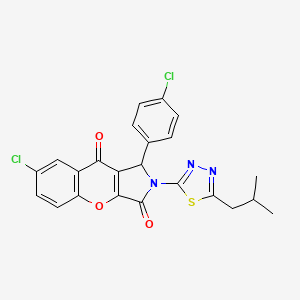 molecular formula C23H17Cl2N3O3S B11142696 7-Chloro-1-(4-chlorophenyl)-2-[5-(2-methylpropyl)-1,3,4-thiadiazol-2-yl]-1,2-dihydrochromeno[2,3-c]pyrrole-3,9-dione 