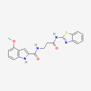 molecular formula C20H18N4O3S B11142701 N~2~-[3-(1,3-benzothiazol-2-ylamino)-3-oxopropyl]-4-methoxy-1H-indole-2-carboxamide 