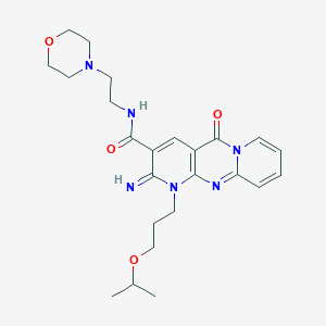 molecular formula C24H32N6O4 B11142724 6-imino-N-(2-morpholin-4-ylethyl)-2-oxo-7-(3-propan-2-yloxypropyl)-1,7,9-triazatricyclo[8.4.0.03,8]tetradeca-3(8),4,9,11,13-pentaene-5-carboxamide 