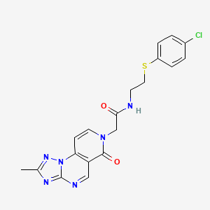 molecular formula C19H17ClN6O2S B11142835 N-{2-[(4-chlorophenyl)sulfanyl]ethyl}-2-(2-methyl-6-oxopyrido[3,4-e][1,2,4]triazolo[1,5-a]pyrimidin-7(6H)-yl)acetamide 