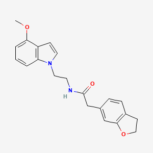molecular formula C21H22N2O3 B11143007 2-(2,3-dihydro-1-benzofuran-6-yl)-N-[2-(4-methoxy-1H-indol-1-yl)ethyl]acetamide 