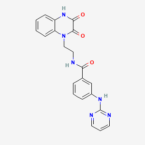 molecular formula C21H18N6O3 B11143097 N-[2-(2,3-dioxo-3,4-dihydroquinoxalin-1(2H)-yl)ethyl]-3-(pyrimidin-2-ylamino)benzamide 