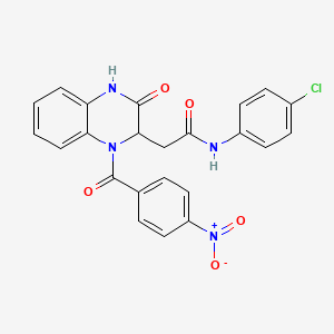 molecular formula C23H17ClN4O5 B11143256 N-(4-chlorophenyl)-2-[1-(4-nitrobenzoyl)-3-oxo-1,2,3,4-tetrahydroquinoxalin-2-yl]acetamide 