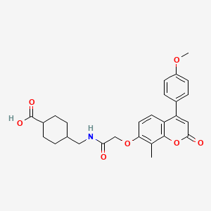 molecular formula C27H29NO7 B11143318 trans-4-{[({[4-(4-methoxyphenyl)-8-methyl-2-oxo-2H-chromen-7-yl]oxy}acetyl)amino]methyl}cyclohexanecarboxylic acid 