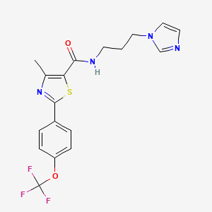 molecular formula C18H17F3N4O2S B11143796 N-[3-(1H-imidazol-1-yl)propyl]-4-methyl-2-[4-(trifluoromethoxy)phenyl]-1,3-thiazole-5-carboxamide 