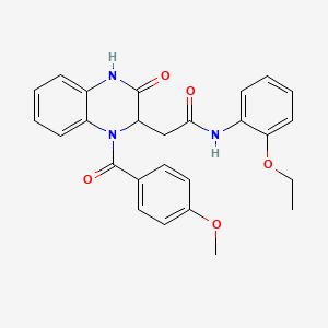 molecular formula C26H25N3O5 B11143853 N-(2-ethoxyphenyl)-2-{1-[(4-methoxyphenyl)carbonyl]-3-oxo-1,2,3,4-tetrahydroquinoxalin-2-yl}acetamide 