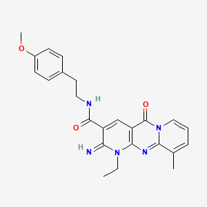 molecular formula C24H25N5O3 B11144326 7-ethyl-6-imino-N-[2-(4-methoxyphenyl)ethyl]-11-methyl-2-oxo-1,7,9-triazatricyclo[8.4.0.0^{3,8}]tetradeca-3(8),4,9,11,13-pentaene-5-carboxamide 