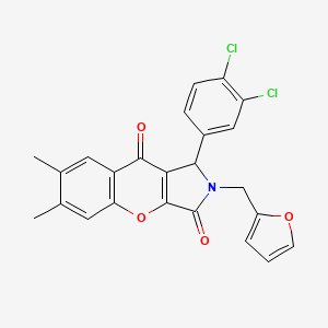molecular formula C24H17Cl2NO4 B11144519 1-(3,4-Dichlorophenyl)-2-(furan-2-ylmethyl)-6,7-dimethyl-1,2-dihydrochromeno[2,3-c]pyrrole-3,9-dione 