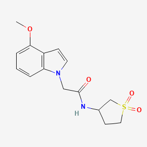 molecular formula C15H18N2O4S B11145010 N-(1,1-dioxidotetrahydrothiophen-3-yl)-2-(4-methoxy-1H-indol-1-yl)acetamide 