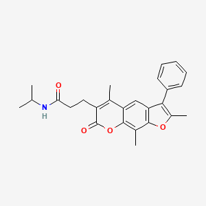 molecular formula C26H27NO4 B11145050 N~1~-isopropyl-3-(2,5,9-trimethyl-7-oxo-3-phenyl-7H-furo[3,2-g]chromen-6-yl)propanamide 