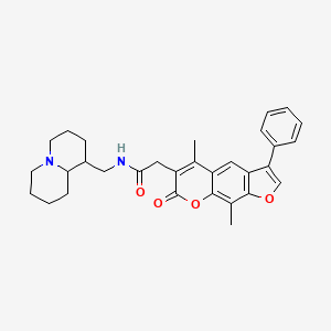 molecular formula C31H34N2O4 B11145061 2-(5,9-dimethyl-7-oxo-3-phenyl-7H-furo[3,2-g]chromen-6-yl)-N-(octahydro-2H-quinolizin-1-ylmethyl)acetamide 