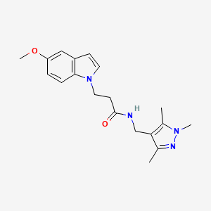 molecular formula C19H24N4O2 B11145521 3-(5-methoxy-1H-indol-1-yl)-N-[(1,3,5-trimethyl-1H-pyrazol-4-yl)methyl]propanamide 