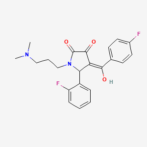 molecular formula C22H22F2N2O3 B11145751 1-[3-(dimethylamino)propyl]-4-(4-fluorobenzoyl)-5-(2-fluorophenyl)-3-hydroxy-2,5-dihydro-1H-pyrrol-2-one 