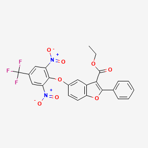 molecular formula C24H15F3N2O8 B11145828 Ethyl 5-[2,6-dinitro-4-(trifluoromethyl)phenoxy]-2-phenyl-1-benzofuran-3-carboxylate 
