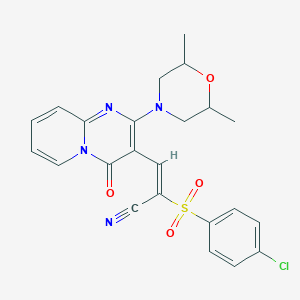 molecular formula C23H21ClN4O4S B11145835 (2E)-2-[(4-chlorophenyl)sulfonyl]-3-[2-(2,6-dimethylmorpholin-4-yl)-4-oxo-4H-pyrido[1,2-a]pyrimidin-3-yl]prop-2-enenitrile 