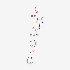 molecular formula C23H22N2O4S B11146371 ethyl 2-({(2E)-3-[4-(benzyloxy)phenyl]prop-2-enoyl}amino)-4-methyl-1,3-thiazole-5-carboxylate 