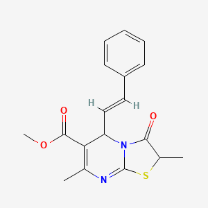 molecular formula C18H18N2O3S B11146395 methyl 2,7-dimethyl-3-oxo-5-[(E)-2-phenylethenyl]-5H-[1,3]thiazolo[3,2-a]pyrimidine-6-carboxylate 