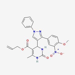 molecular formula C25H23N5O6 B11146400 prop-2-en-1-yl 4-[3-(4-methoxy-3-nitrophenyl)-1-phenyl-1H-pyrazol-4-yl]-6-methyl-2-oxo-1,2,3,4-tetrahydropyrimidine-5-carboxylate 