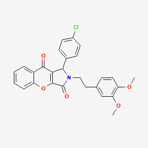 molecular formula C27H22ClNO5 B11146467 1-(4-Chlorophenyl)-2-[2-(3,4-dimethoxyphenyl)ethyl]-1,2-dihydrochromeno[2,3-c]pyrrole-3,9-dione 
