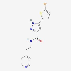 molecular formula C15H13BrN4OS B11146524 5-(5-bromothiophen-2-yl)-N-[2-(pyridin-4-yl)ethyl]-1H-pyrazole-3-carboxamide 