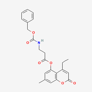 molecular formula C23H23NO6 B11146712 4-ethyl-7-methyl-2-oxo-2H-chromen-5-yl N-[(benzyloxy)carbonyl]-beta-alaninate 