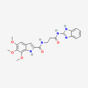 molecular formula C22H23N5O5 B11146974 N-[3-(1,3-dihydro-2H-benzimidazol-2-ylideneamino)-3-oxopropyl]-5,6,7-trimethoxy-1H-indole-2-carboxamide 