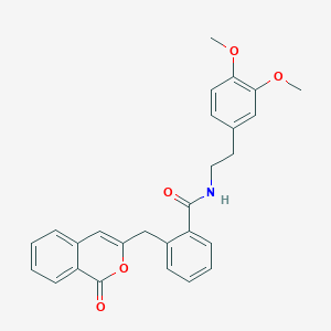 molecular formula C27H25NO5 B11147477 N~1~-(3,4-dimethoxyphenethyl)-2-[(1-oxo-1H-isochromen-3-yl)methyl]benzamide 