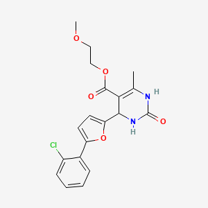 molecular formula C19H19ClN2O5 B11147505 2-Methoxyethyl 4-[5-(2-chlorophenyl)furan-2-yl]-6-methyl-2-oxo-1,2,3,4-tetrahydropyrimidine-5-carboxylate 