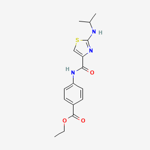 molecular formula C16H19N3O3S B11147997 Ethyl 4-({[2-(isopropylamino)-1,3-thiazol-4-yl]carbonyl}amino)benzoate 