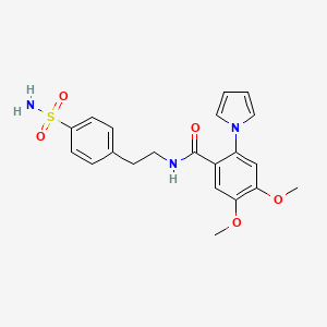 molecular formula C21H23N3O5S B11148782 4,5-dimethoxy-2-(1H-pyrrol-1-yl)-N-[2-(4-sulfamoylphenyl)ethyl]benzamide 