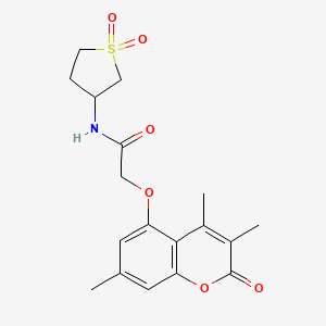 molecular formula C18H21NO6S B11148832 N-(1,1-dioxidotetrahydrothiophen-3-yl)-2-[(3,4,7-trimethyl-2-oxo-2H-chromen-5-yl)oxy]acetamide 