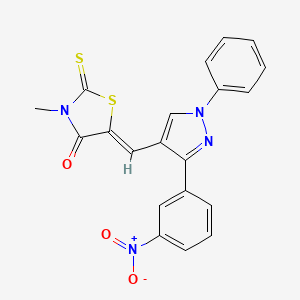 molecular formula C20H14N4O3S2 B11150272 (5Z)-3-methyl-5-{[3-(3-nitrophenyl)-1-phenyl-1H-pyrazol-4-yl]methylidene}-2-thioxo-1,3-thiazolidin-4-one 