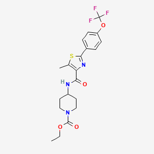 molecular formula C20H22F3N3O4S B11151653 Ethyl 4-[({5-methyl-2-[4-(trifluoromethoxy)phenyl]-1,3-thiazol-4-yl}carbonyl)amino]piperidine-1-carboxylate 