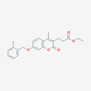 molecular formula C23H24O5 B11152582 ethyl 3-{4-methyl-7-[(2-methylbenzyl)oxy]-2-oxo-2H-chromen-3-yl}propanoate 