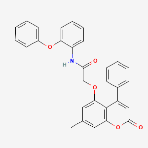 molecular formula C30H23NO5 B11153055 2-[(7-methyl-2-oxo-4-phenyl-2H-chromen-5-yl)oxy]-N-(2-phenoxyphenyl)acetamide 