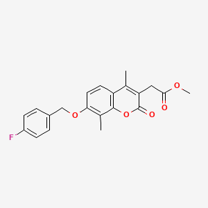 molecular formula C21H19FO5 B11153270 methyl {7-[(4-fluorobenzyl)oxy]-4,8-dimethyl-2-oxo-2H-chromen-3-yl}acetate 