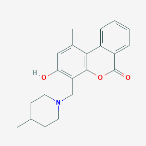 molecular formula C21H23NO3 B11153470 3-hydroxy-1-methyl-4-[(4-methylpiperidin-1-yl)methyl]-6H-benzo[c]chromen-6-one 