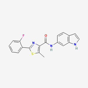 molecular formula C19H14FN3OS B11153489 2-(2-fluorophenyl)-N-(1H-indol-6-yl)-5-methyl-1,3-thiazole-4-carboxamide 
