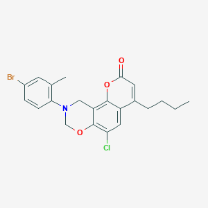 molecular formula C22H21BrClNO3 B11153536 9-(4-bromo-2-methylphenyl)-4-butyl-6-chloro-9,10-dihydro-2H,8H-chromeno[8,7-e][1,3]oxazin-2-one 