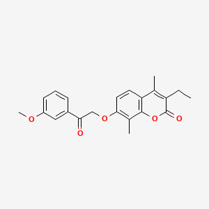 molecular formula C22H22O5 B11153680 3-ethyl-7-[2-(3-methoxyphenyl)-2-oxoethoxy]-4,8-dimethyl-2H-chromen-2-one 