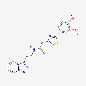 molecular formula C21H21N5O3S B11153750 2-[2-(3,4-dimethoxyphenyl)-1,3-thiazol-4-yl]-N-(2-[1,2,4]triazolo[4,3-a]pyridin-3-ylethyl)acetamide 