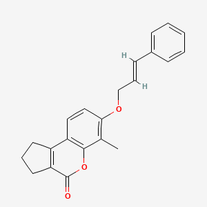 molecular formula C22H20O3 B11154220 7-(Cinnamyloxy)-6-methyl-2,3-dihydrocyclopenta(C)chromen-4(1H)-one 