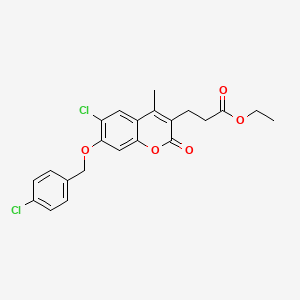 molecular formula C22H20Cl2O5 B11154551 ethyl 3-{6-chloro-7-[(4-chlorobenzyl)oxy]-4-methyl-2-oxo-2H-chromen-3-yl}propanoate 