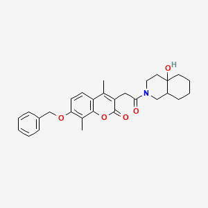 molecular formula C29H33NO5 B11154867 7-(benzyloxy)-3-[2-(4a-hydroxyoctahydroisoquinolin-2(1H)-yl)-2-oxoethyl]-4,8-dimethyl-2H-chromen-2-one 