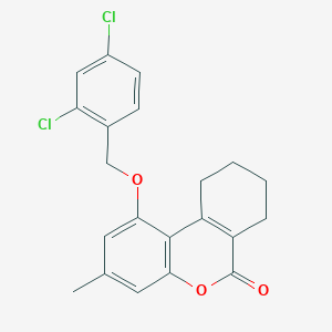 molecular formula C21H18Cl2O3 B11155023 1-[(2,4-dichlorobenzyl)oxy]-3-methyl-7,8,9,10-tetrahydro-6H-benzo[c]chromen-6-one 
