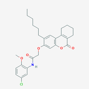 molecular formula C28H32ClNO5 B11155152 N-(5-chloro-2-methoxyphenyl)-2-[(2-hexyl-6-oxo-7,8,9,10-tetrahydro-6H-benzo[c]chromen-3-yl)oxy]acetamide 