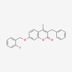 molecular formula C24H19FO3 B11155303 3-benzyl-7-[(2-fluorobenzyl)oxy]-4-methyl-2H-chromen-2-one 